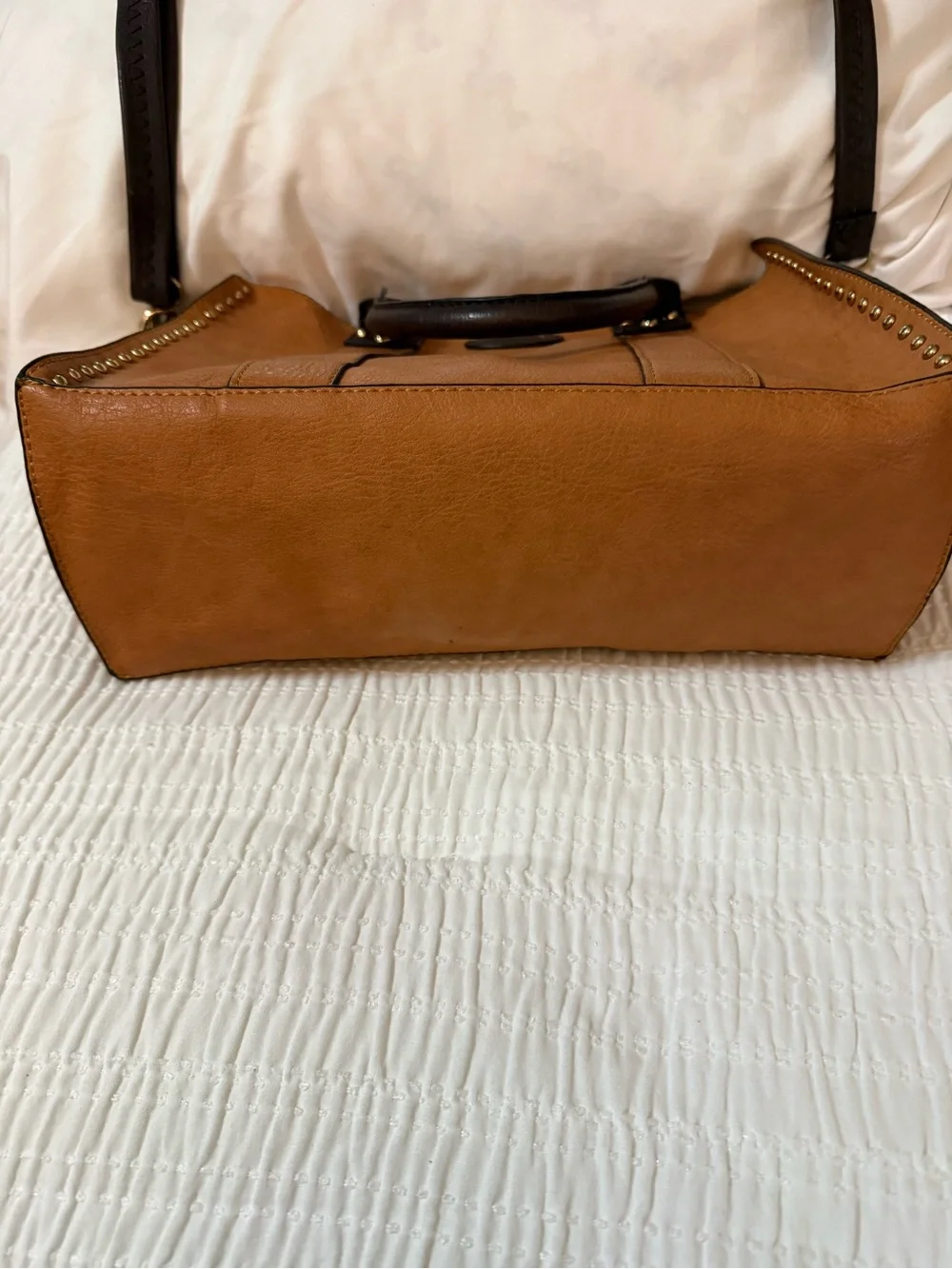 Tan and Dark Brown Studded Bag